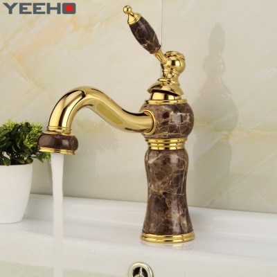 Europe royal luxury chrome single hole single handle brass bathroom sink basin marble faucet