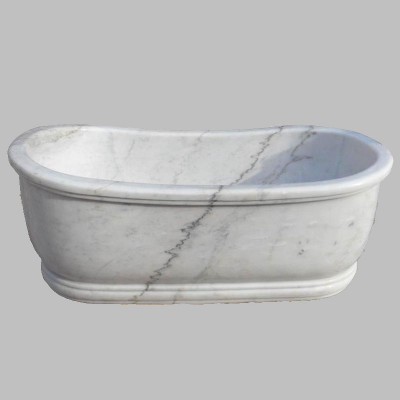 Yeeho bathroom hand carved natural stone material tub white marble stone bathtub for sale