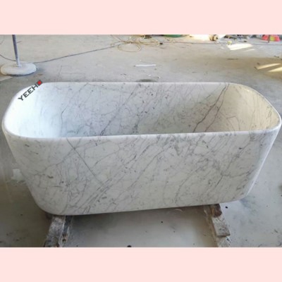 Carrara white marble free standing oval tub stone bathtub