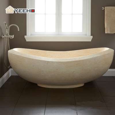 Freestanding stone bathtubs sunny gold marble tub