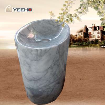 Factory wholesale marble pedestal sink european wash basin one piece bathroom vanity top sink