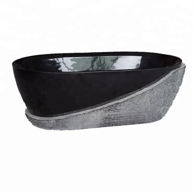 Hand carved black granite tub natural stone bathtub for sale