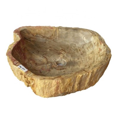 Western design popular wash art basin vanity fossil wood stone sink